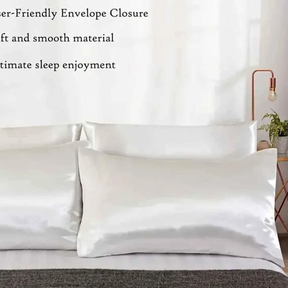Choice of Set of 2 standard faux satin pillowcases-Pink